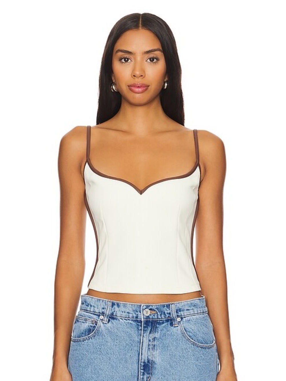 Paris Georgia Heart Singlet Top in Cream and Carob